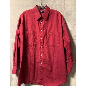 Payne Stewart Shirt Mens 16 1/2 32/33 Maroon Long‎ Sleeve Button Up Classic